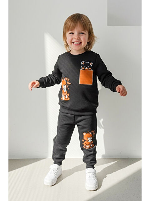 Tofisa Erkek Çocuk Siyah Baskılı İki İplik İkili Takım - 27968-SIYAH - S000468361-19351