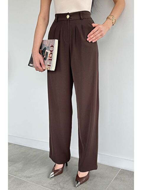 Gülseli Perry Kadın Bel Lastikli Pileli Palazzo Pantolon