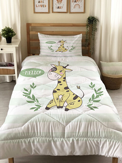 Evmila Çift Taraflı Zürafa Desenli Kapitone Yorgan Tek Kişilik Kişilik Uyku Seti Çarşafsız - S000273970-23173