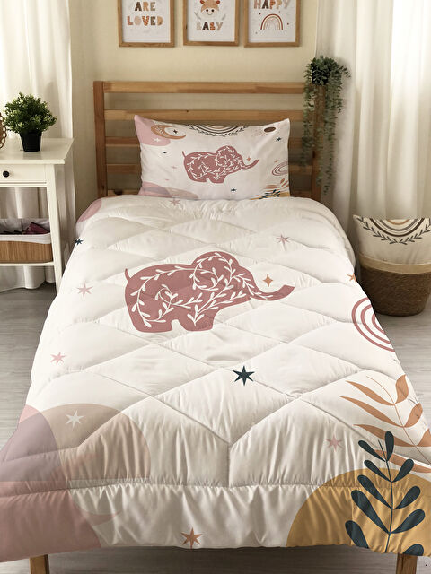 Evmila Çift Taraflı Soyut Desenli Kapitone Yorgan Tek Kişilik Kişilik Uyku Seti Çarşafsız - S000273975-23173