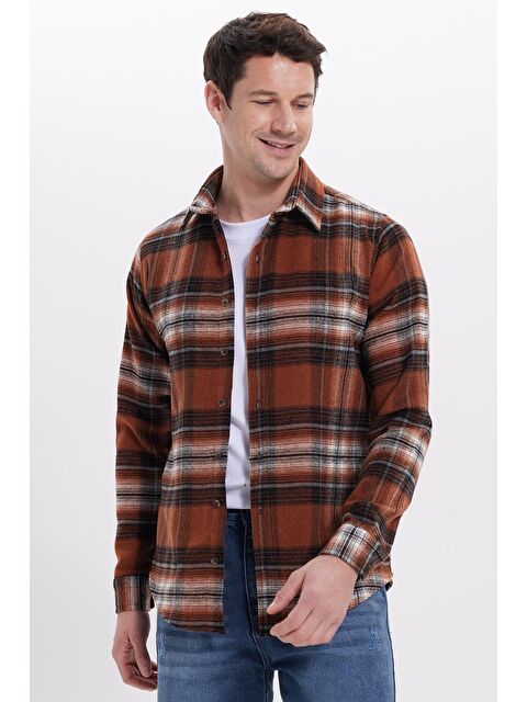 TUDORS Erkek Slim Fit Dar Kesim Kareli Kışlık Oduncu Gömlek - S000519953-19413