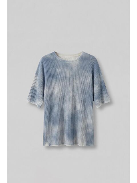 Abluka Online Erkek Super Oversize Desenli Triko T-Shirt Mavi - S000506846-17234