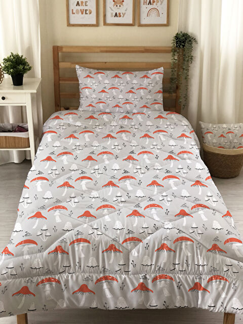 Evmila Çift Taraflı Mantar Desenli Kapitone Yorgan Tek Kişilik Kişilik Uyku Seti Çarşafsız - S000273960-23173