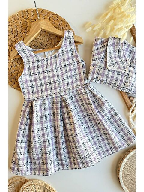 Monila Kız Çocuk Tüvit Kumaş Elbise Ve Ceket 2'Li Takım - S000515909-17878