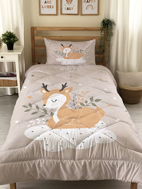 Evmila Çift Taraflı Desenli Kapitone Yorgan Tek Kişilik Kişilik Uyku Seti Çarşafsız - S000273973-23173