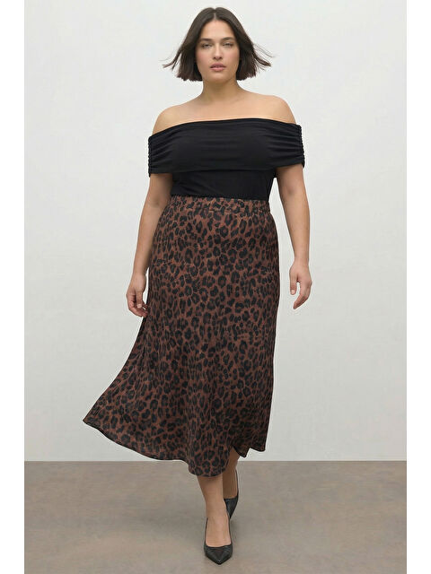 Mylinemoda Desenli Saten Midi Etek - S000517708-19413