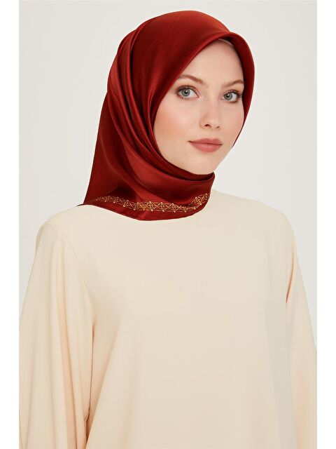 ARMİNE Klasik Desenli Twill Saf İpek Eşarp 9260D 83 - S000500591-18657