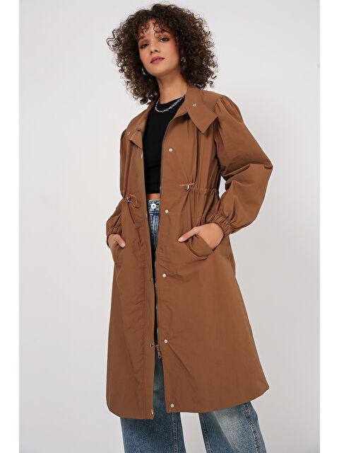 Bigdart 5939 Astarlı Uzun Trençkot - Taba - S000298974-14955