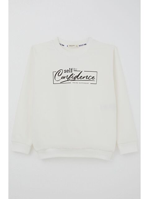 Breeze Erkek Çocuk Sweatshirt Yazı Baskılı Ekru (8-14 Yaş) - S000507709-19965