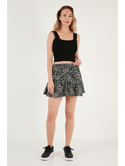 Lela Desenli Beli Lastikli Mini Şort Etek 5865118 - S000151335-22843
