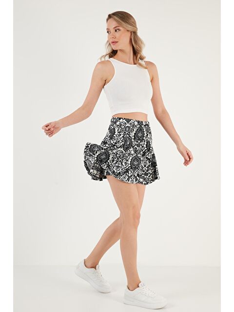 Lela Desenli Beli Lastikli Mini Şort Etek 5865118 - S000151335-37424