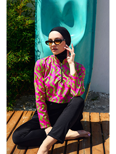 Remsa Mayo Önü Kapaklı Tam Kapalı Tesettür Mayo Siyah04 R5204 - S000517710-37441