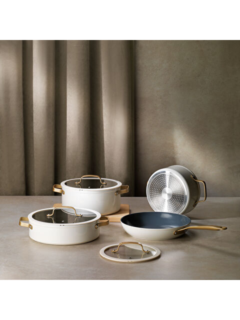 SCHAFER Sapphire Seramik Tencere Seti 7 Parça-Beyaz - S000433096-20063