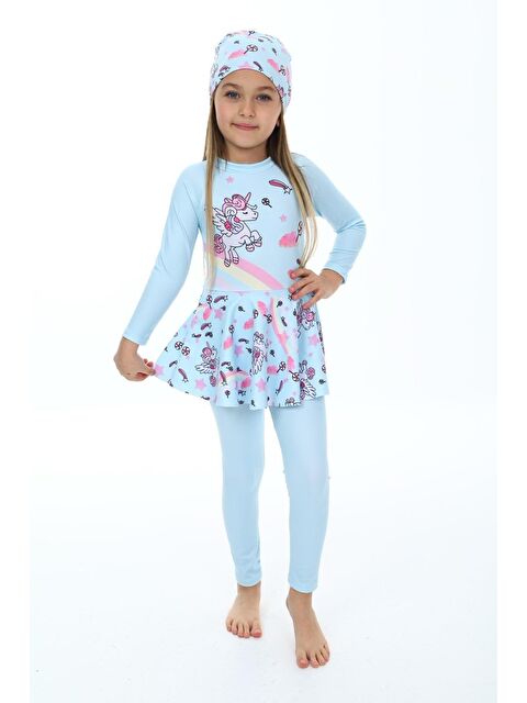 Modanino Kız Çocuk Uzun Kollu ve Etek Altlı Mayo Takımı 3-12 Yaş 12243 - S000386297-17437
