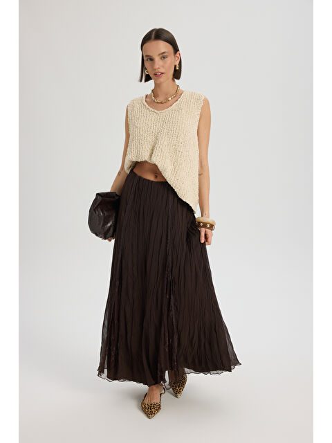 Mai Collection Aurore Dantel Detay Kahve Etek