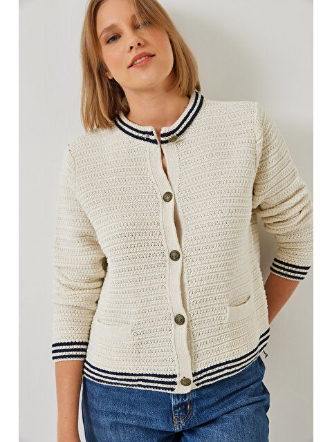 SHADE Kadın Düğmeli Cep Detaylı Triko Hırka - S000375167-37265