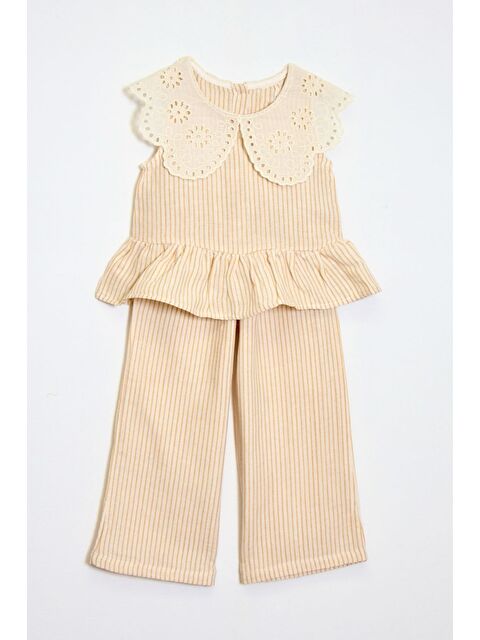 Modanino Kız Çocuk Müslin Kumaş Dantel Yakalı Takım Elbise 4-10 Yaş 12240 - S000386299-19965