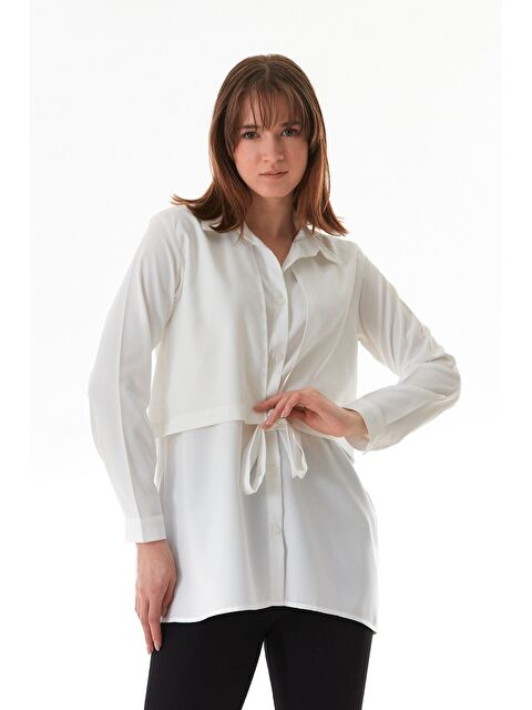 Fullamoda Düğmeli Önü Bağlamalı Gömlek - S000380890-20063