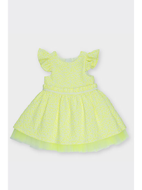 Panço Kız Bebek Fırfır Detaylı Dokulu Sarı Elbise - S000524764-20072