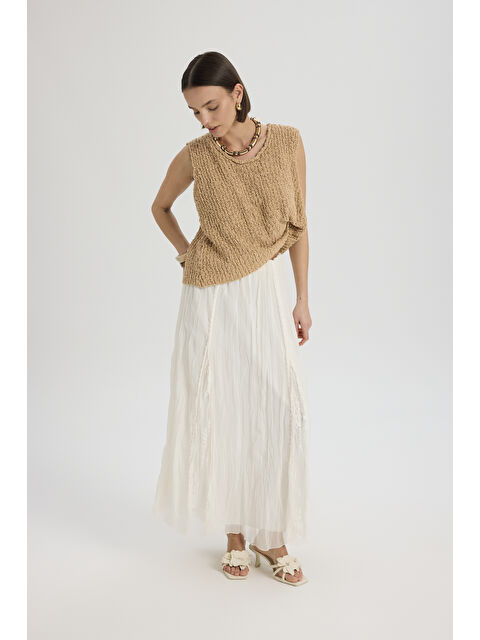 Mai Collection Aurore Dantel Detay Ekru Etek