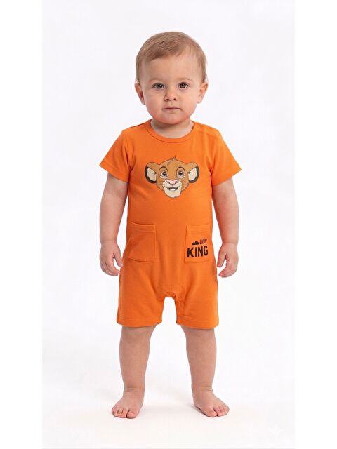 Kidex's Erkek Bebek Aslan Baskılı Tulum Yazlık Kısa Kol Pamuklu Şort Tulum 3-6-9-12 Ay