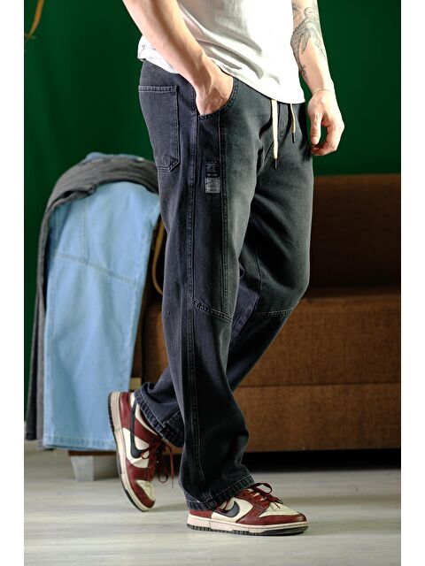 Oksit Reax Camilla Beli Lastikli İpli Düz Paça Rahat Kesim Erkek Jean Pantolon - S000377609-33408