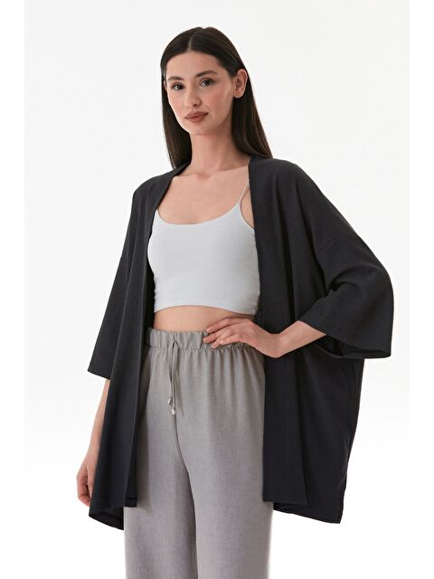 Fullamoda Basic Bürümcük Kumaş Şal Yaka Kimono - S000162158-29666