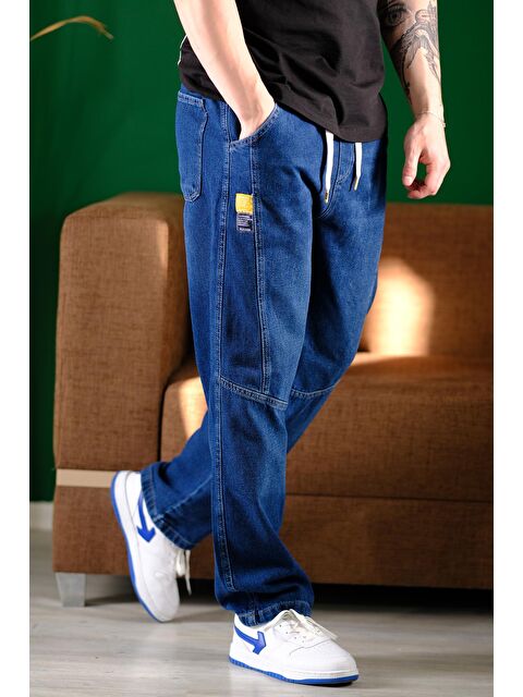 Oksit Reax Camilla Beli Lastikli İpli Düz Paça Rahat Kesim Erkek Jean Pantolon - S000377609-21164