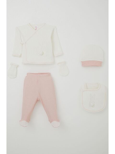 Breeze Kız Bebek Hastane Çıkışı 5 Li Ponponlu Tavşancık Nakışlı Ekru (0-3 Ay) - S000507713-19965
