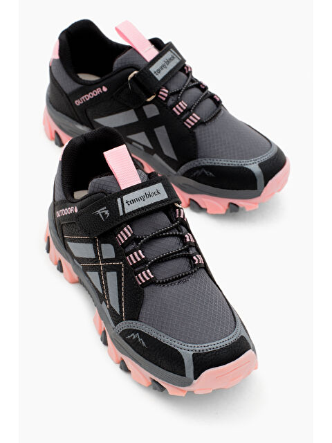 TONNY BLACK Çocuk Unisex Füme Pembe Termo Taban Su İtici Kumaş Cırtlı Trekking Ayakkabı - S000272755-37484