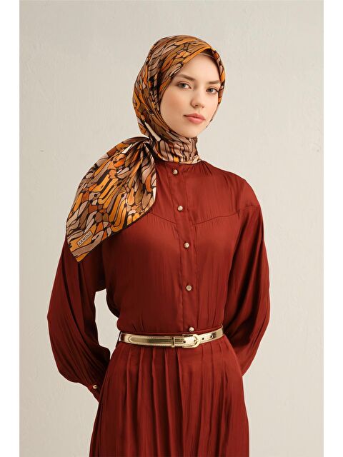 ARMİNE Çiçek Desenli Saf İpek Twill Eşarp 9335 81 - S000500525-19413