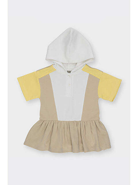 Panço Kız Bebek Kapüşonlu Bej Elbise - S000524768-19928