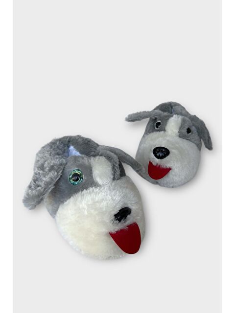 LİGER Unisex Cam Gözlü Kışlık Sıcak Tutan Panduf Grİ