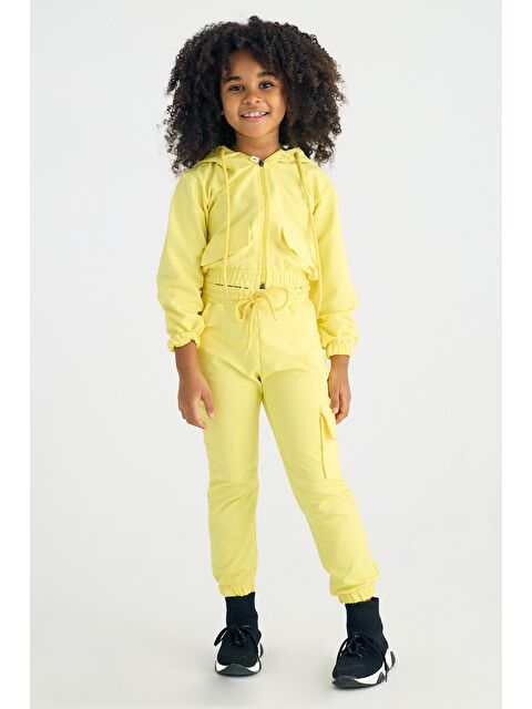 Zepkids Kapüşonlu Uzun Kol Sarı Renk Kız Çocuk Eşofman Takım - S000357039-20072