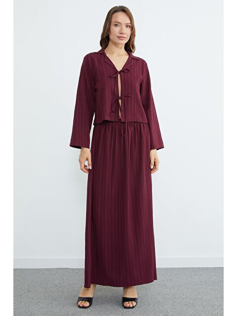 Fullamoda Önü Bağlamalı Beli Lastikli Etekli 2 Li Takım - S000500884-20036