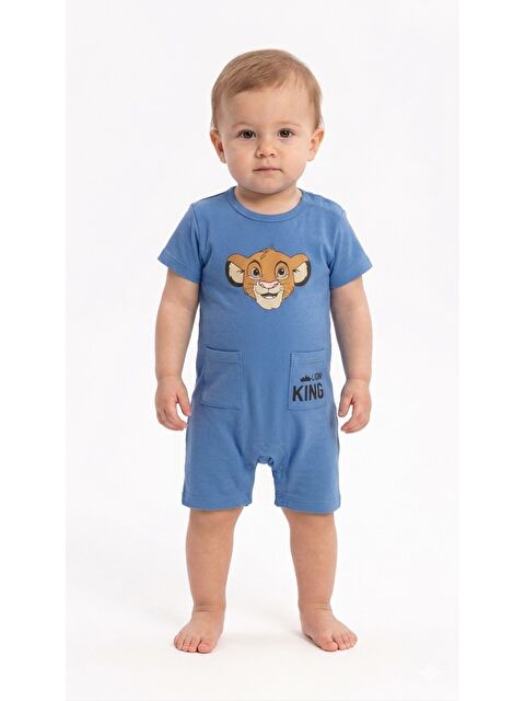 Kidex's Erkek Bebek Aslan Baskılı Tulum Yazlık Kısa Kol Pamuklu Şort Tulum 3-6-9-12 Ay