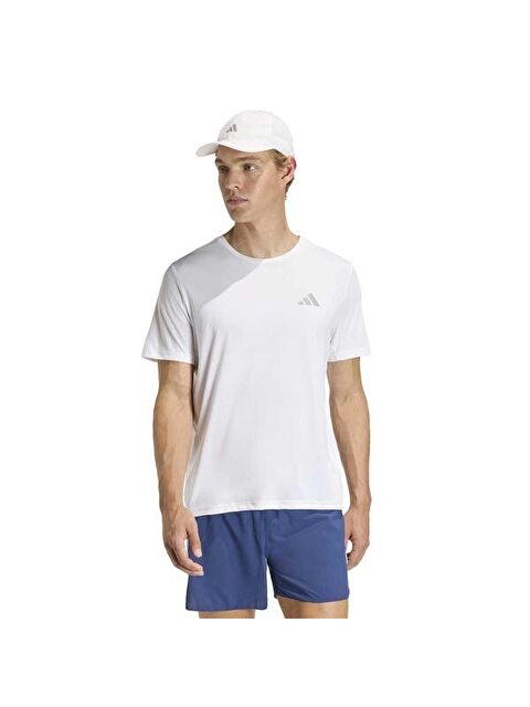 Adidas Run Essentials Erkek Beyaz Yuvarlak Yaka Tişört