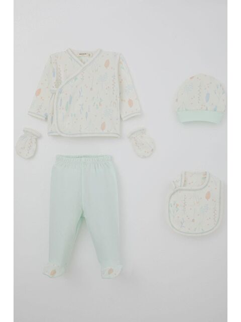 Breeze Kız Bebek Hastane Çıkışı 5 Li Renkli Çiçek Desenli Ekru (0-3 Ay) - S000507716-19965