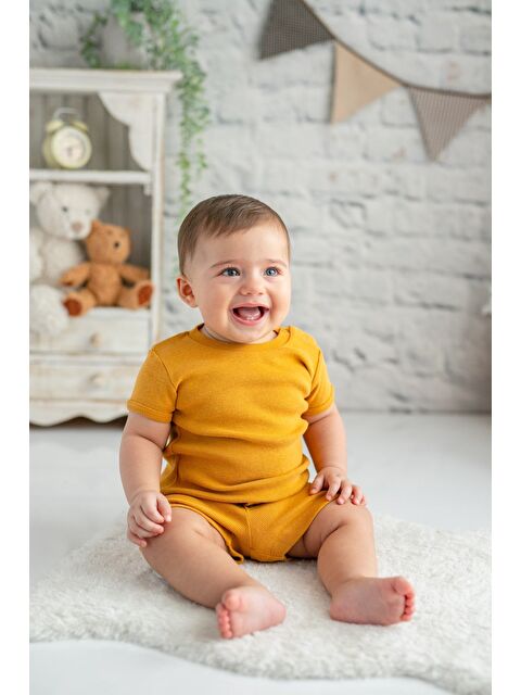 MİNİNİO Gots Sertifikalı %100 Organik Pamuk T-Shirt Ve Şort Takım (6Ay-4Yaş) - S000363588-20072