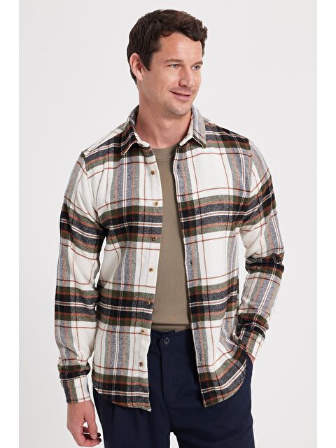 TUDORS Erkek Slim Fit Dar Kesim Kareli Kışlık Oduncu Gömlek - S000519974-19965