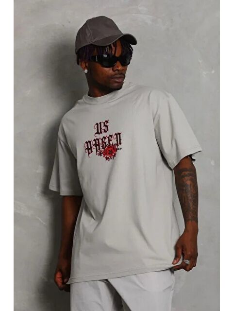 Jane's ERKEK Oversize Baskılı Bisiklet Yaka Tişört