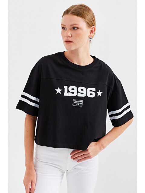 Bigdart 4322 Baskılı Oversize Basic Tişört - Siyah - S000210656-19351