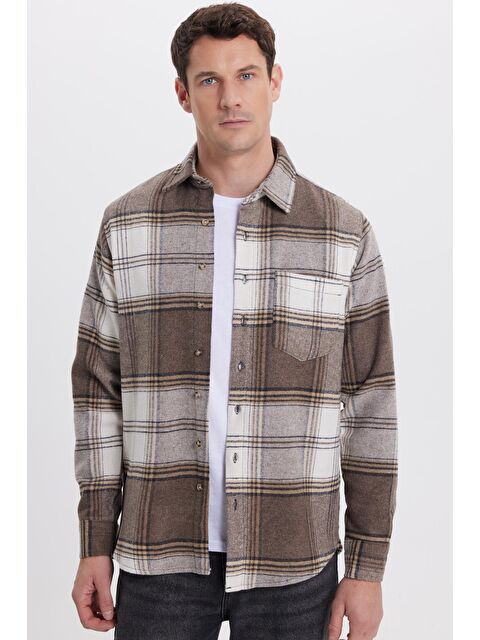 TUDORS Erkek Regular Fit Rahat Kesim Kışlık Kareli Oduncu Gömlek - S000519976-23173