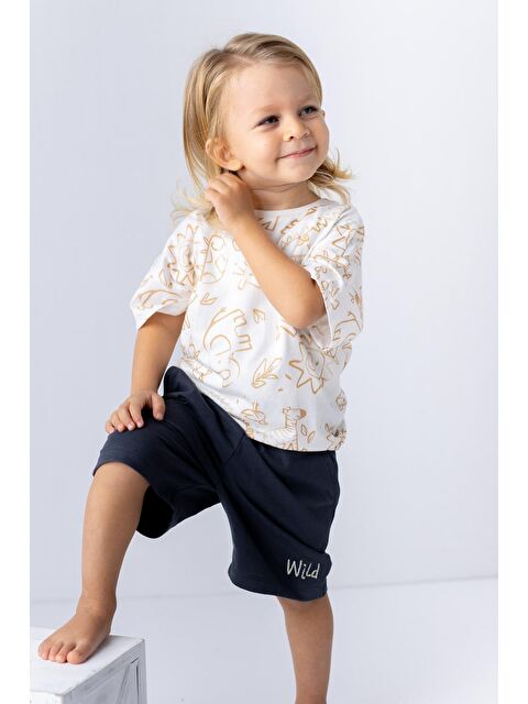 MİNİNİO Erkek Çocuk Hayvan Desenli T-Shirt Ve Şort Takım - S000363604-19928
