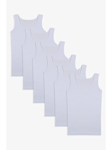 Koza İç Giyim Kız Çocuk 6'lı Beyaz Pamuklu Atlet - S000295813-20063