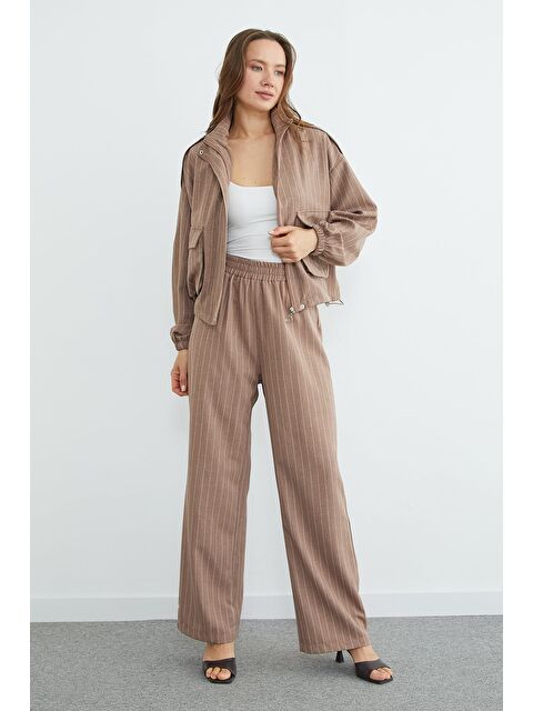 Fullamoda Çizgili Beli Stoperli Fermuarlı 2 Li Takım - S000527579-26429