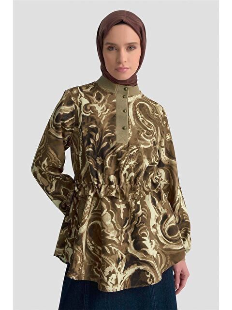 ARMİNE Yakası Ve Kolu Triko Detaylı Bluz 25K3844 Camel