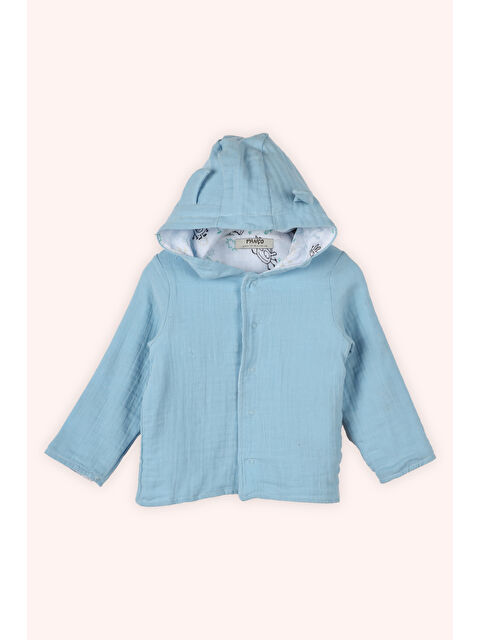 Panço Yenidoğan Kapüşonlu Müslin Mavi Ceket - S000524772-17234