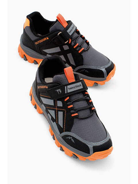 TONNY BLACK Çocuk Unisex Füme Oranj Termo Taban Su İtici Kumaş Cırtlı Trekking Bot - S000272755-37489