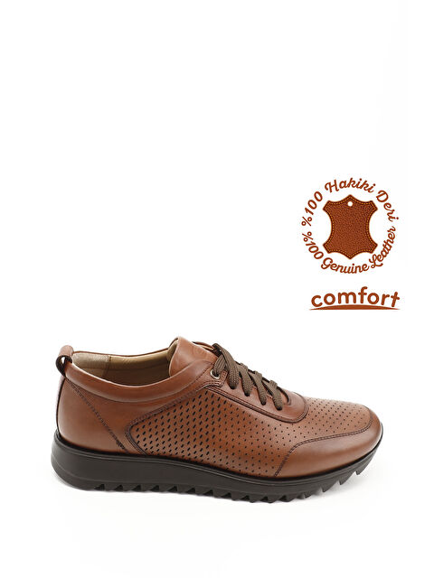 GÖNDERİ(R) Erkek HAKİ-TABA Hakiki Deri Bağcıklı Sneaker - S000359178-5302
